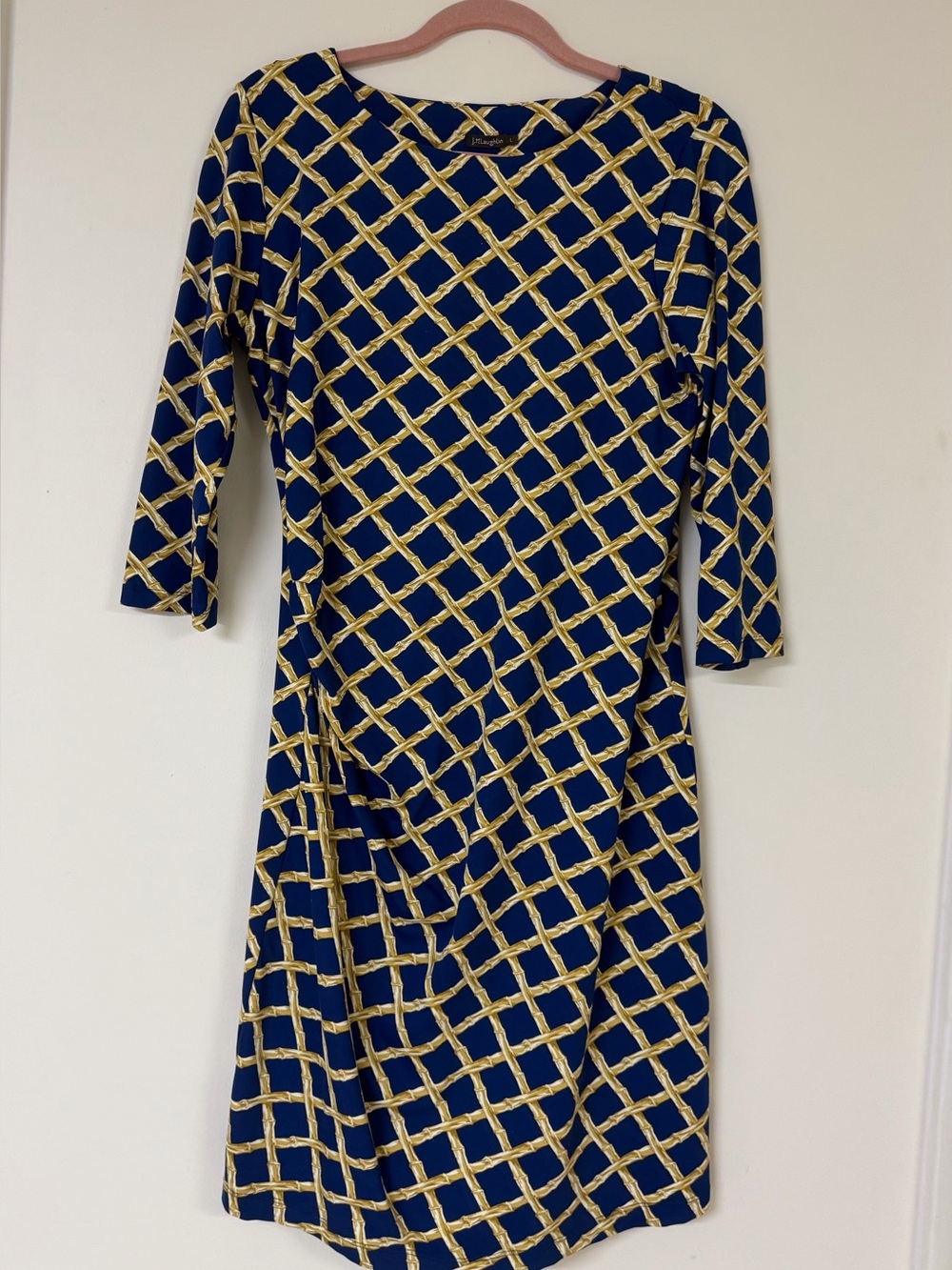 J McLaughlin Navy and Gold Patterned Mini Dress